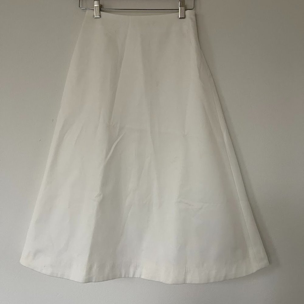 THE ROW White Satin A Line Midi Skirt